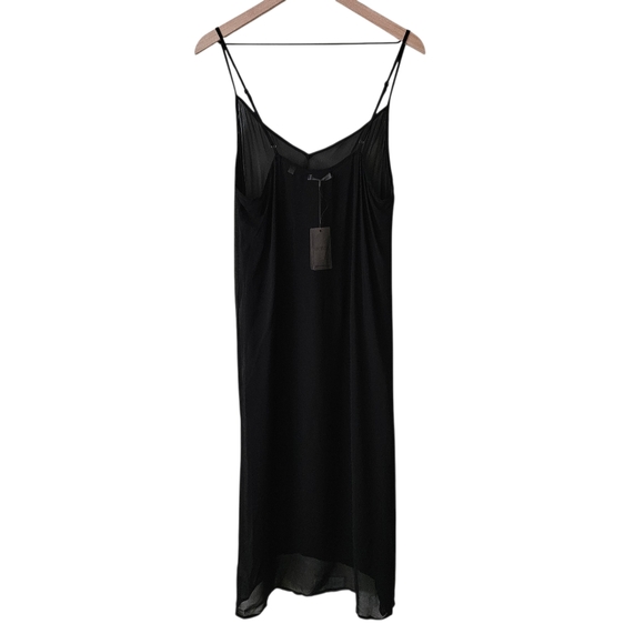 Doen Black Long Deep V Neck Slip Dress NWT - Picture 2 of 10